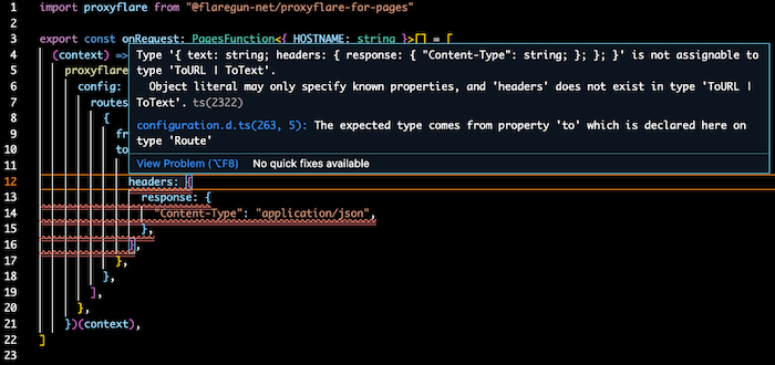 Typescript error in Proxyflare Configuration